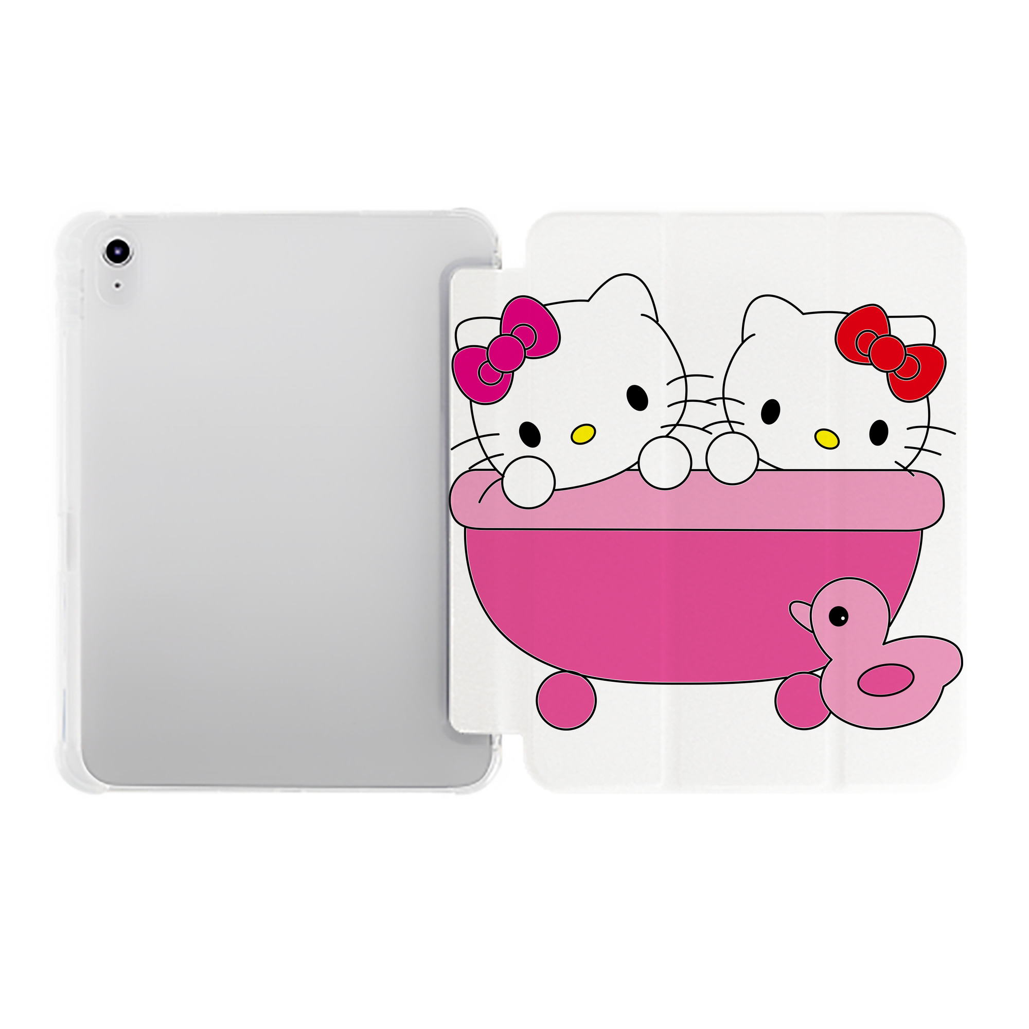 （画像用） Hello Kitty ハローキティ IPad ケース ペン収納付き 三つ折りスタンド PUレザー×シリコン 対応機種9.5/10.5/10.9インチ